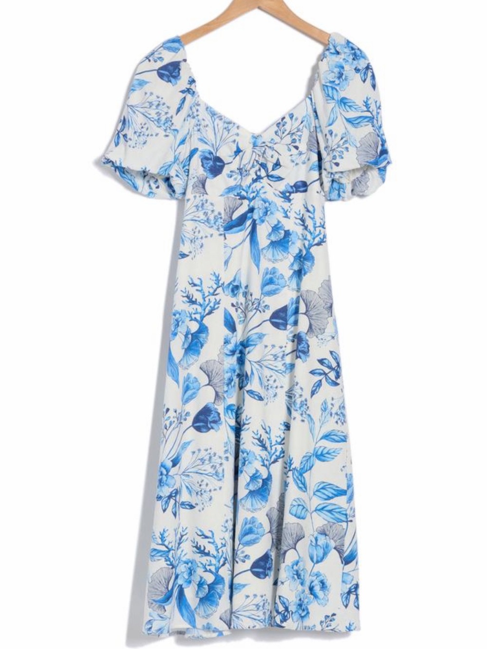 Nwt Linen Blend Avec Les Files Twist Bodice Floral MIDI Dress